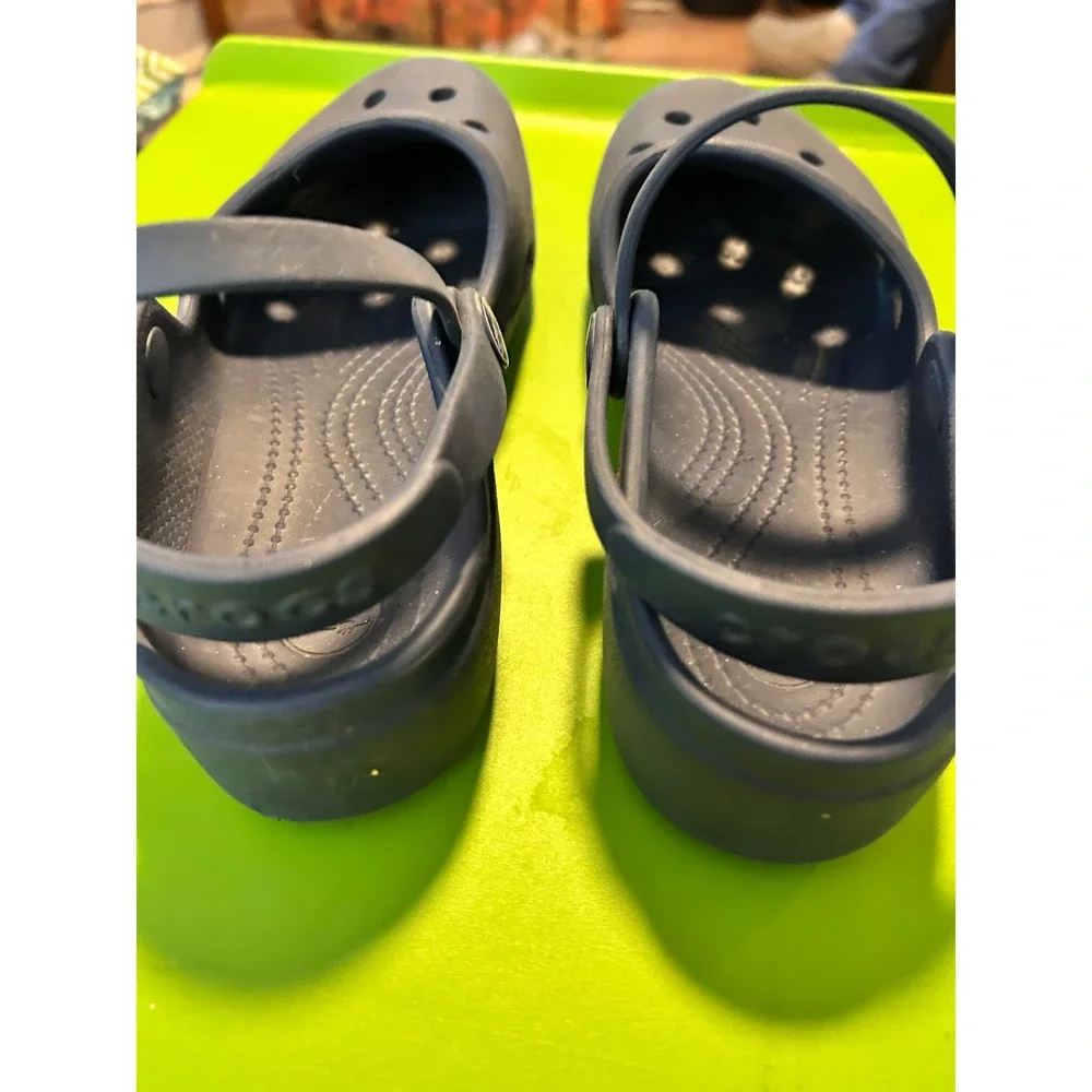 Crocs Shayna Mary Jane Clogs Kids Size J2 Navy Blue Girls Slip On Shoes 11215